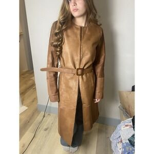 Vintage 90's Dana Bachman Calf Leather Coat Jacket Women's Sz 4 retail $2950